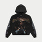 Black wash pullover hoodie featuring Godspeed Rock Dreams graphic design