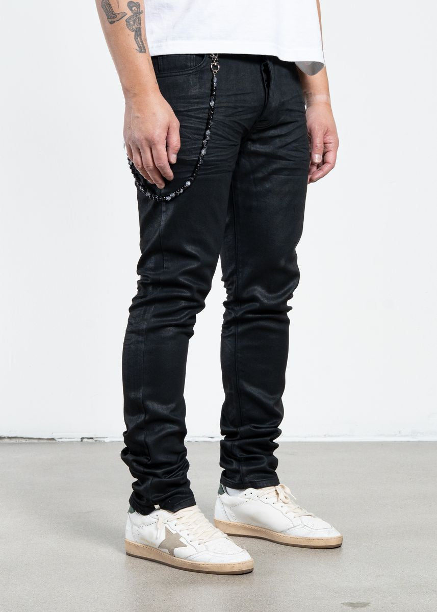 Midnight Black Wax Skinny Jeans (MB-005)