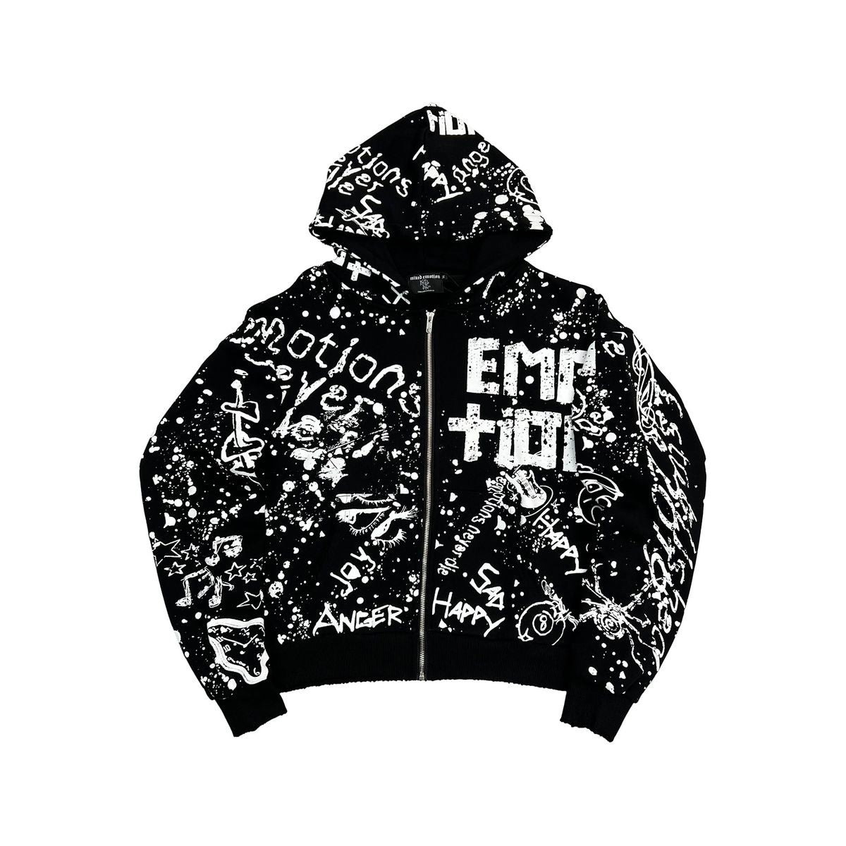Mixed Emotion "Graffiti" Black Zip Up Hoodie