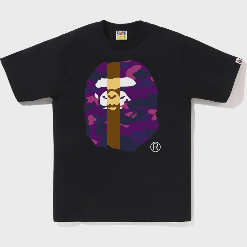 BAPE Color Camo Transform Big Ape Head Tee - Black/Purple