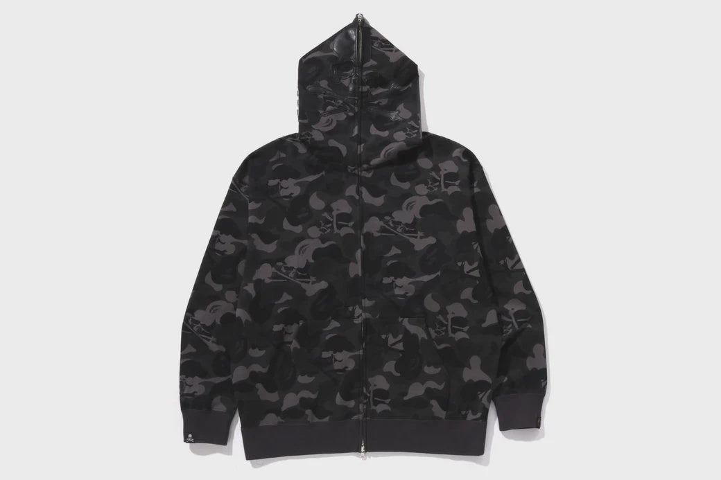 Black BAPE Skull Camo Relaxed Fit Full Zip Hoodie, brand new