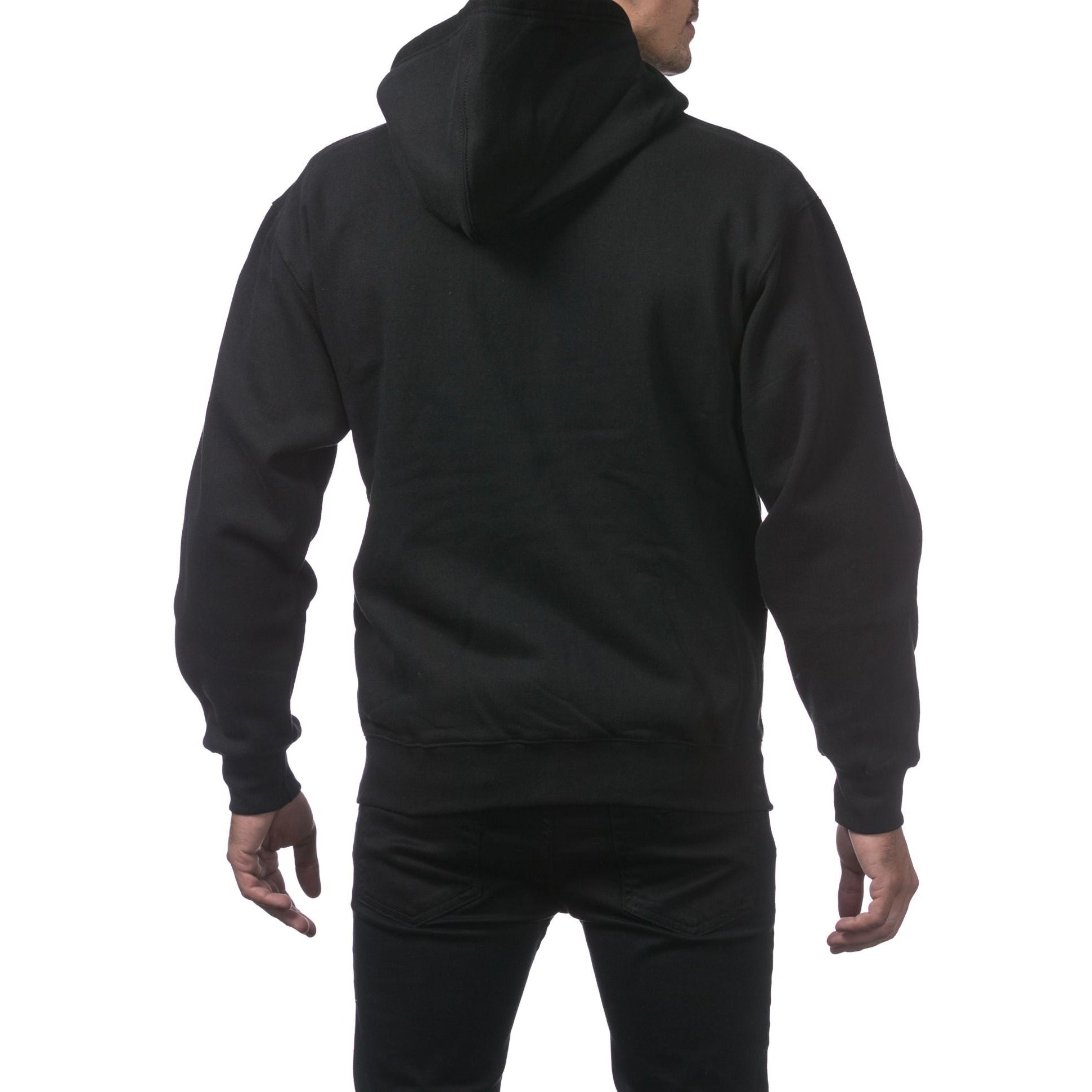 Black Pro Club Zip Up Hoodies with Double-Layered Hood and Front Pockets