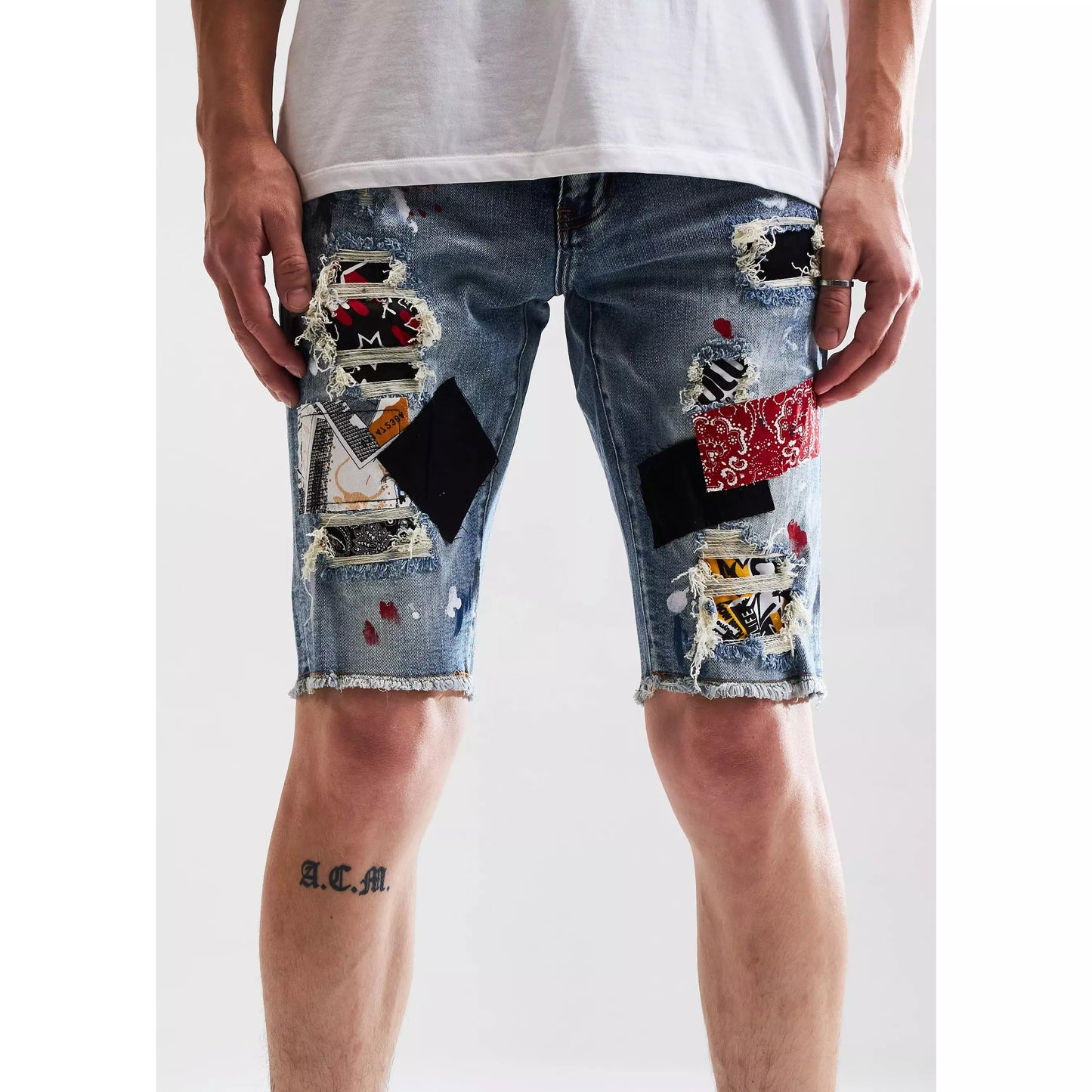 Embellish Indigo Patchwork Wilder Shorts (EMBSUM121-118)