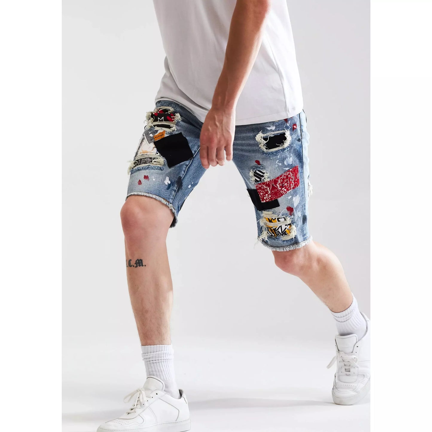 Embellish Indigo Patchwork Wilder Shorts (EMBSUM121-118)