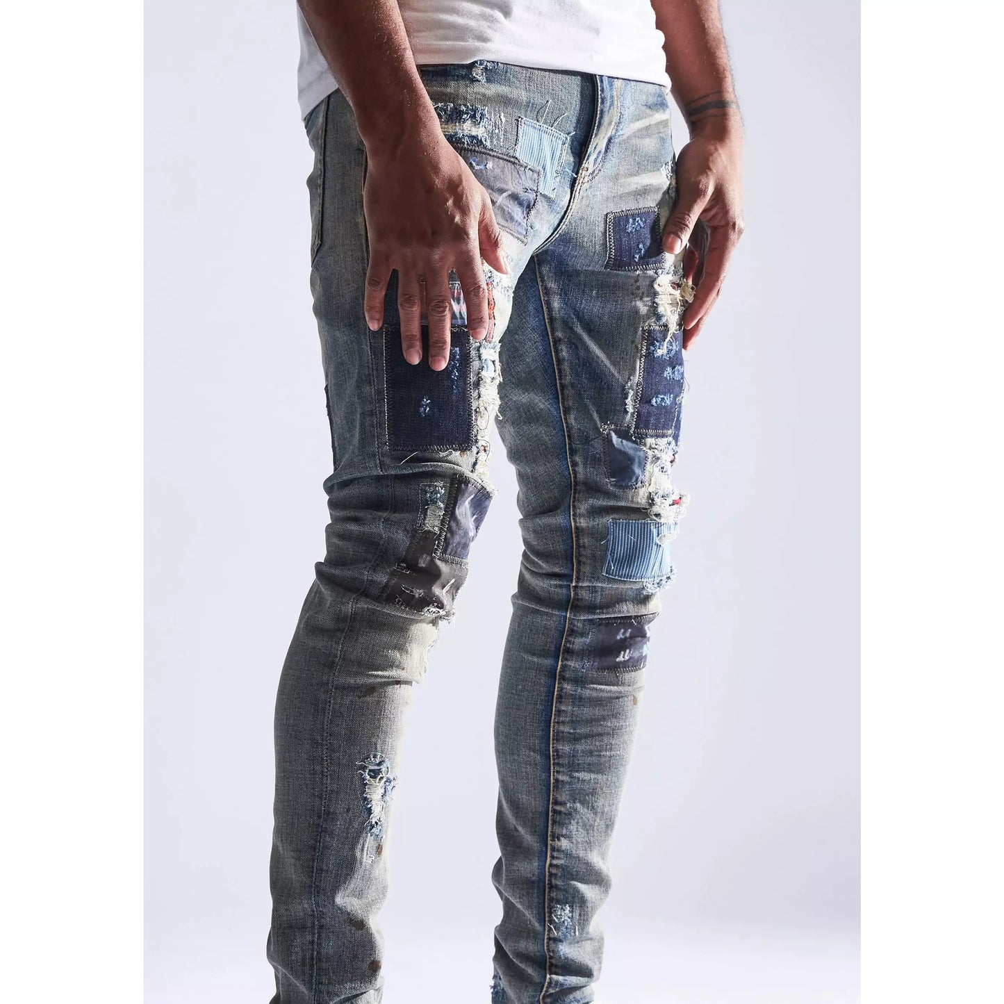Embellish Silas Patches Blue Denim Jeans (EMBHOL21-1-18)