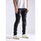 EMBHOL21-1-26 jeans featuring a trendy ripped style and black denim fabric