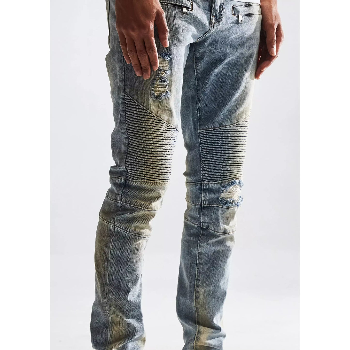 Embellish Jason Biker Light Blue Wash Denim Jeans (EMBSP122-115)