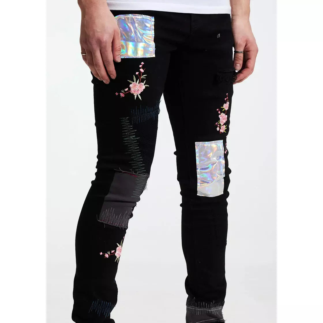 Crysp Denim Marty Black Patch Jeans (CRYSP122-10)
