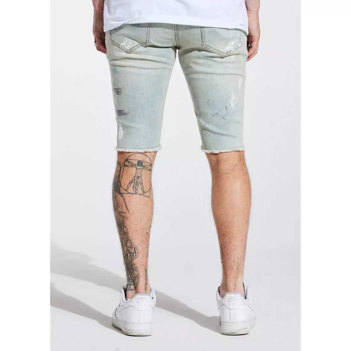 Stylish CryspSP221-105 denim shorts in blue paint color