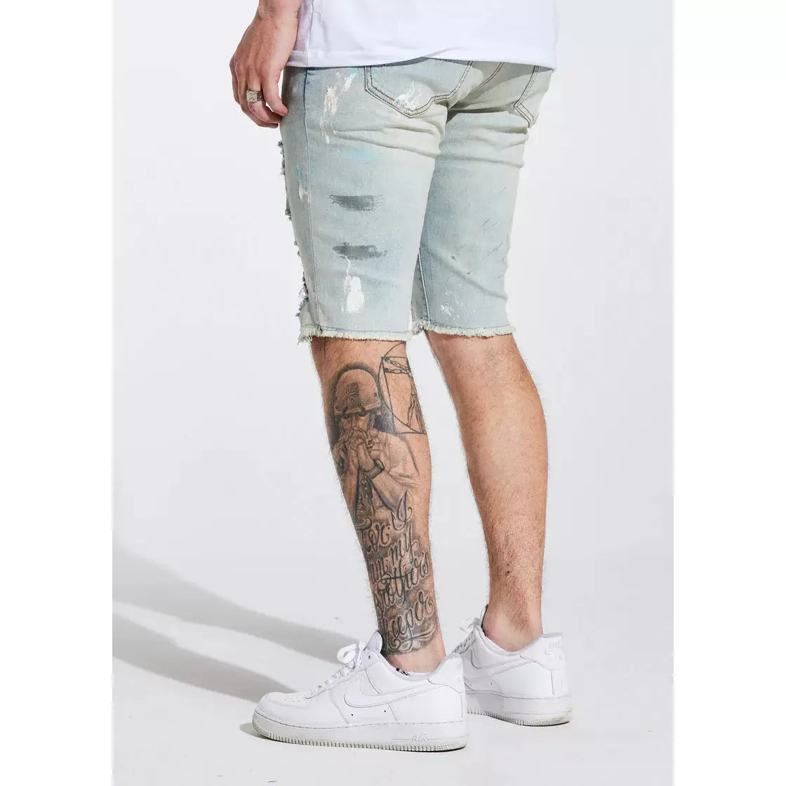 High-quality Crysp Denim Blue Paint Philips Shorts for men