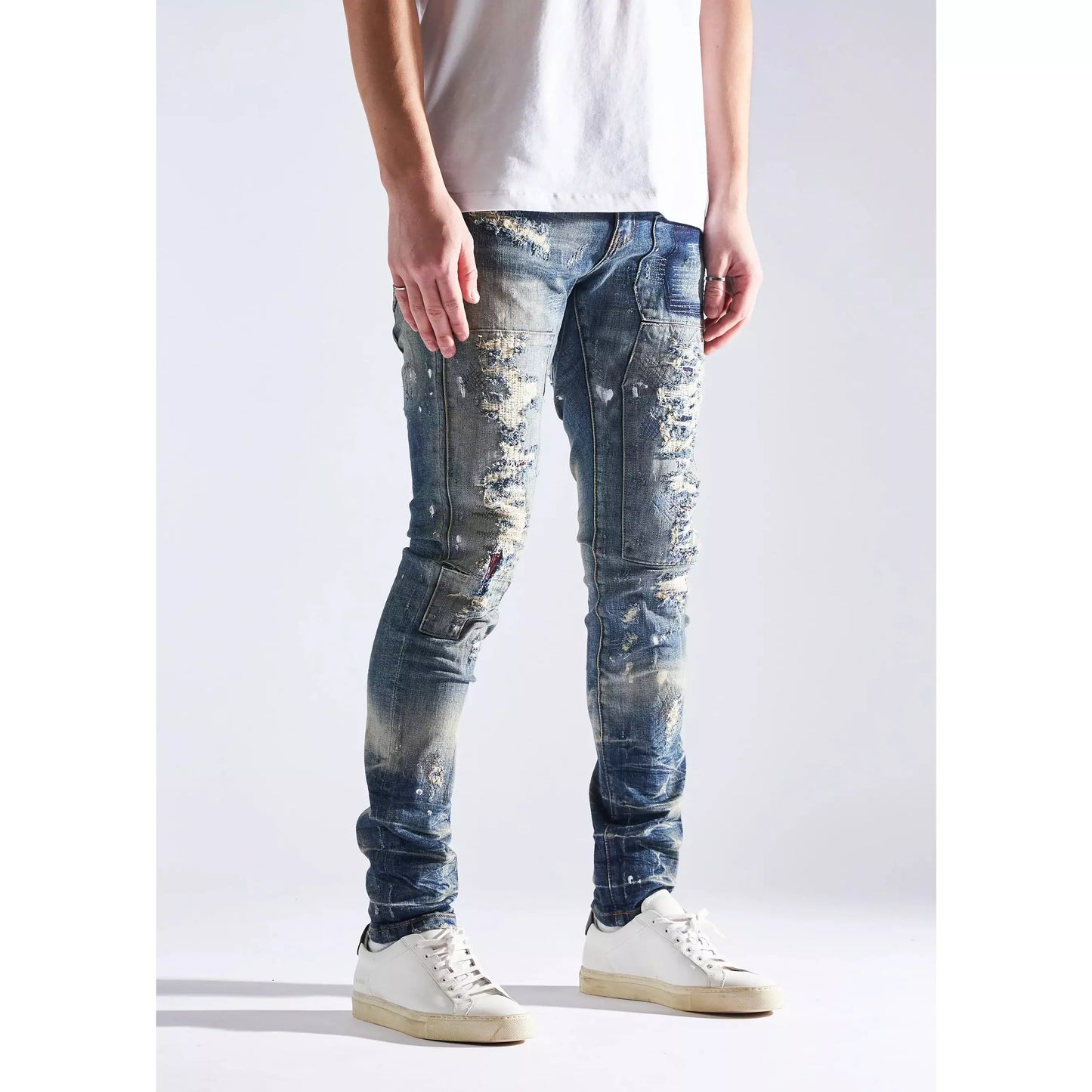 Embellish Barker Ripped Blue Denim featuring distressed details and frayed edges