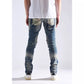  Stylish Embellish Barker Ripped Blue Denim with ripped and repaired design