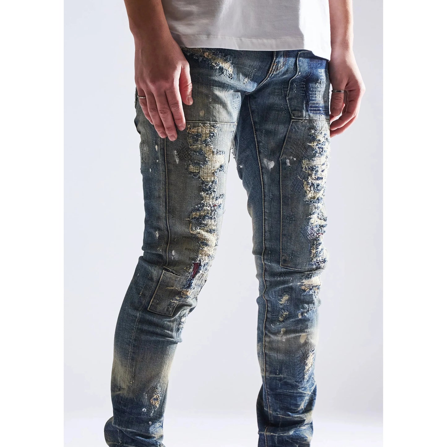  Embellish Barker Ripped Blue Denim made with high-quality, durable denim material