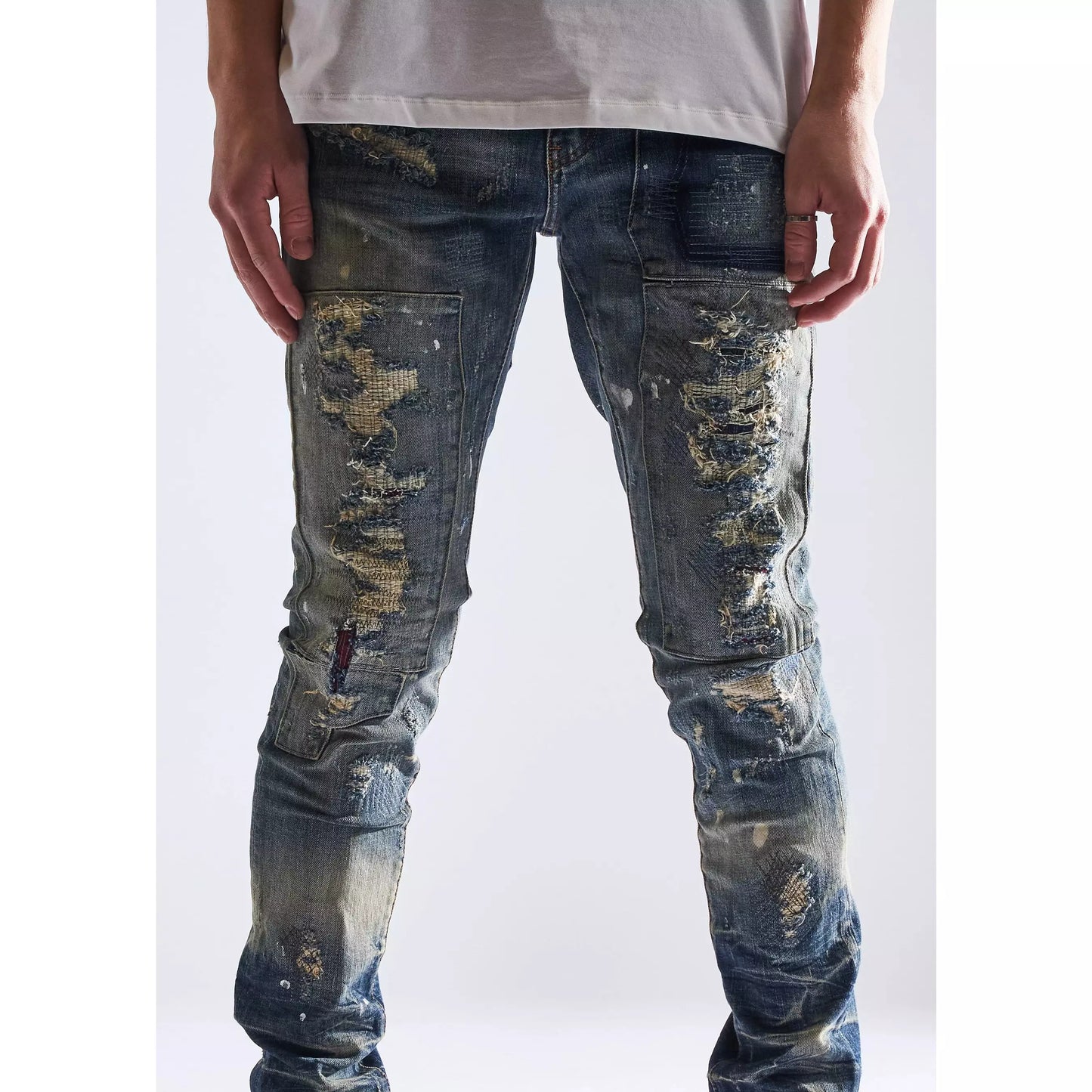  Embellish Barker Ripped Blue Denim featuring a trendy and versatile skinny fit