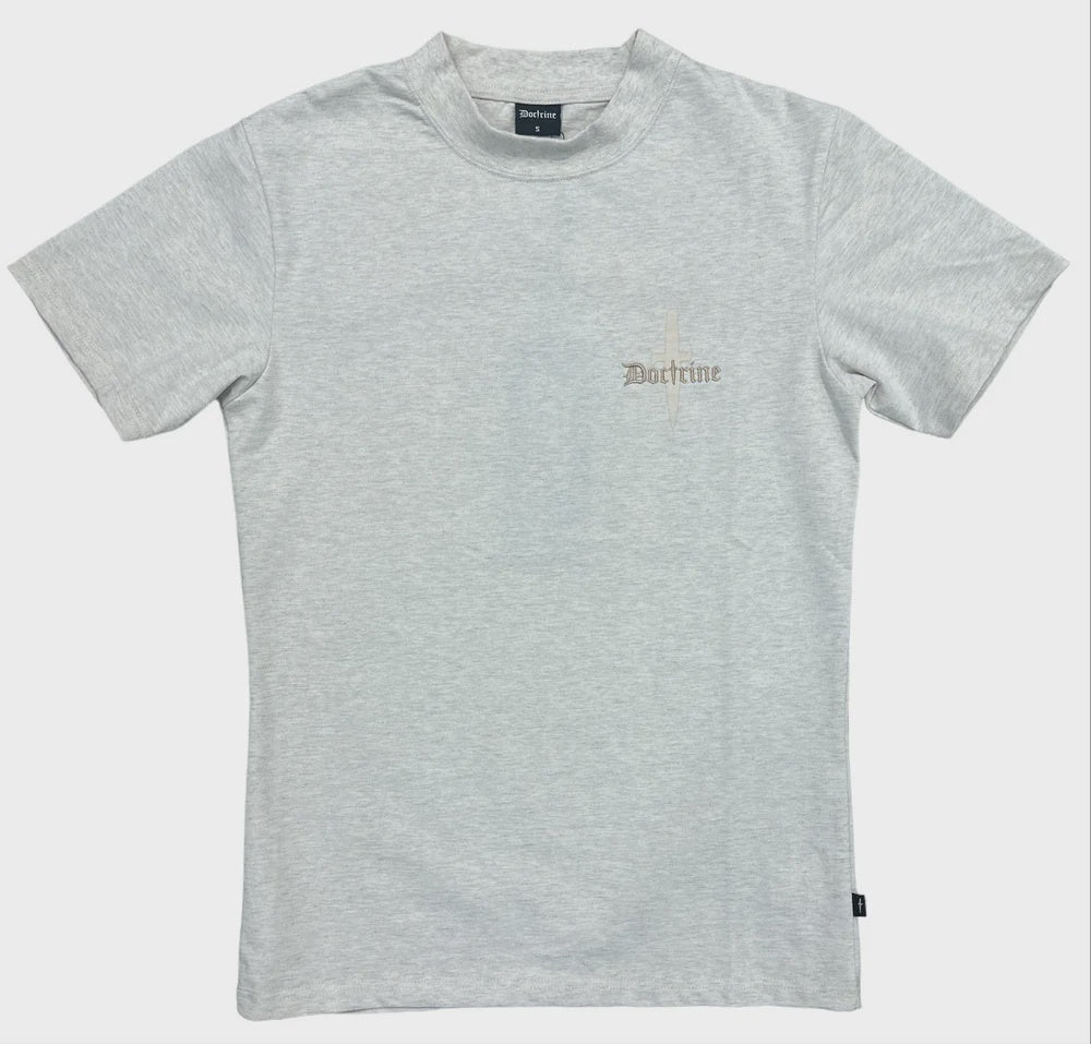 Doctrine Core Dagger Tee in Heather Oatmeal, a comfortable and stylish shirt for everyday wear