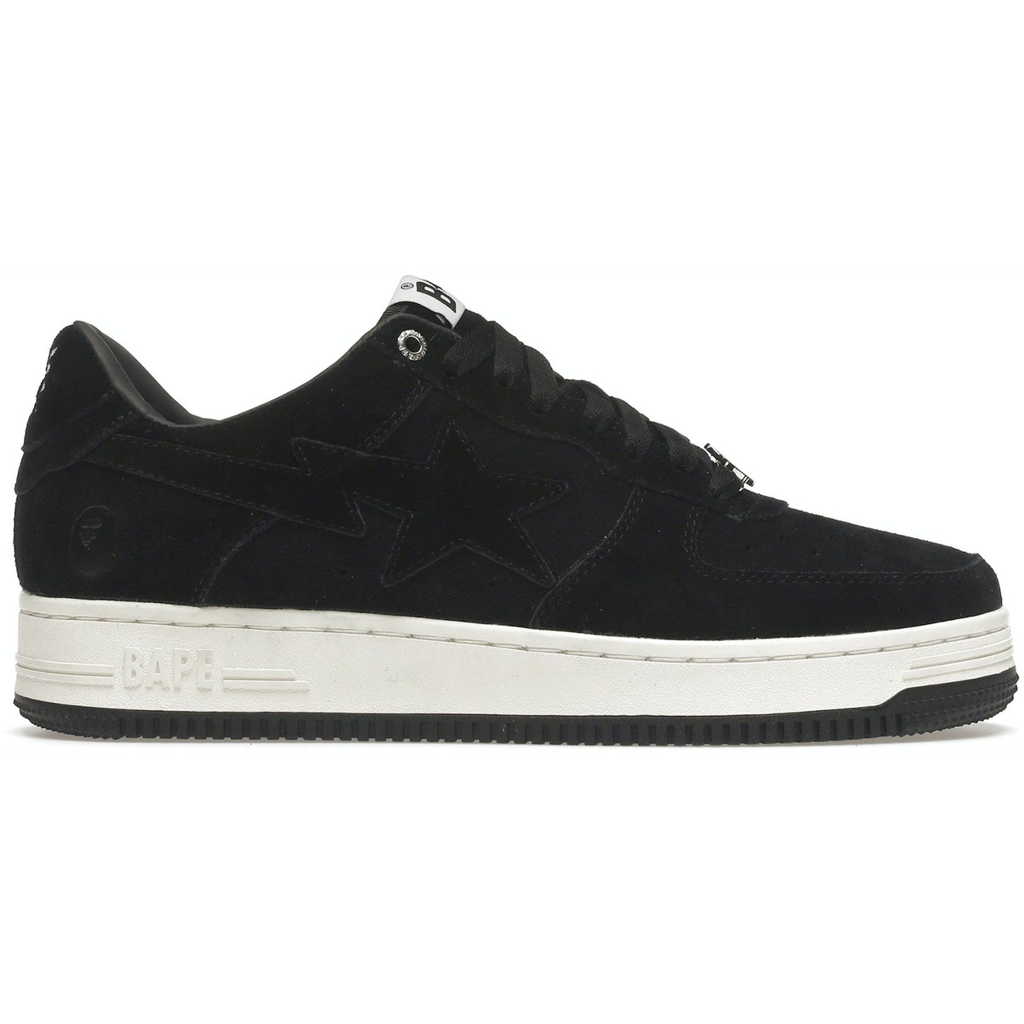 Black suede A Bathing Ape Bape Sta sneakers with iconic star logo