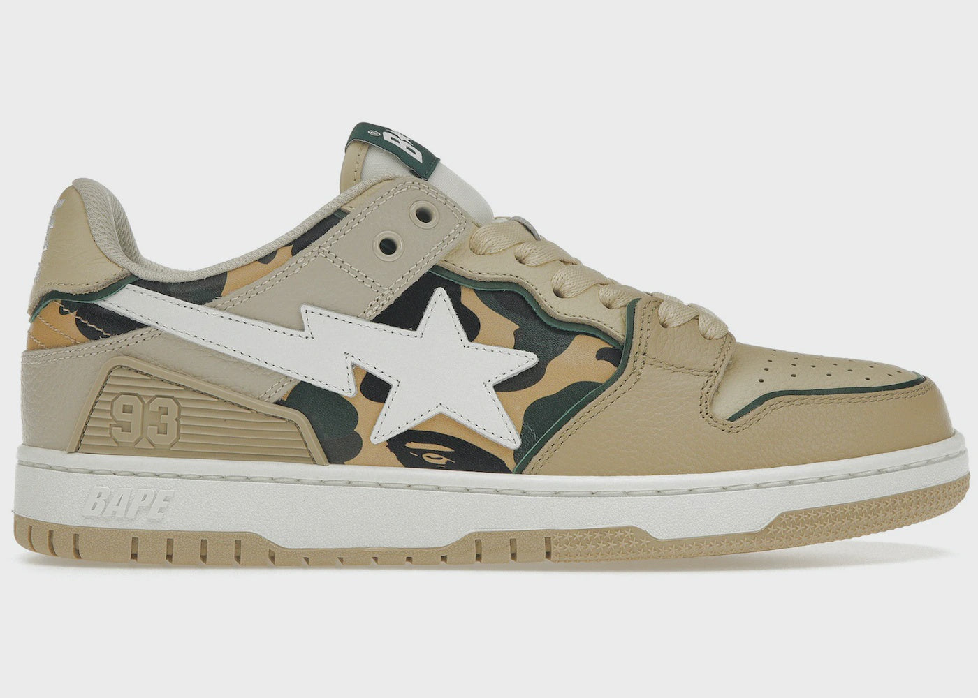 Beige and yellow camo A Bathing Ape Sk8 Sta product illustration