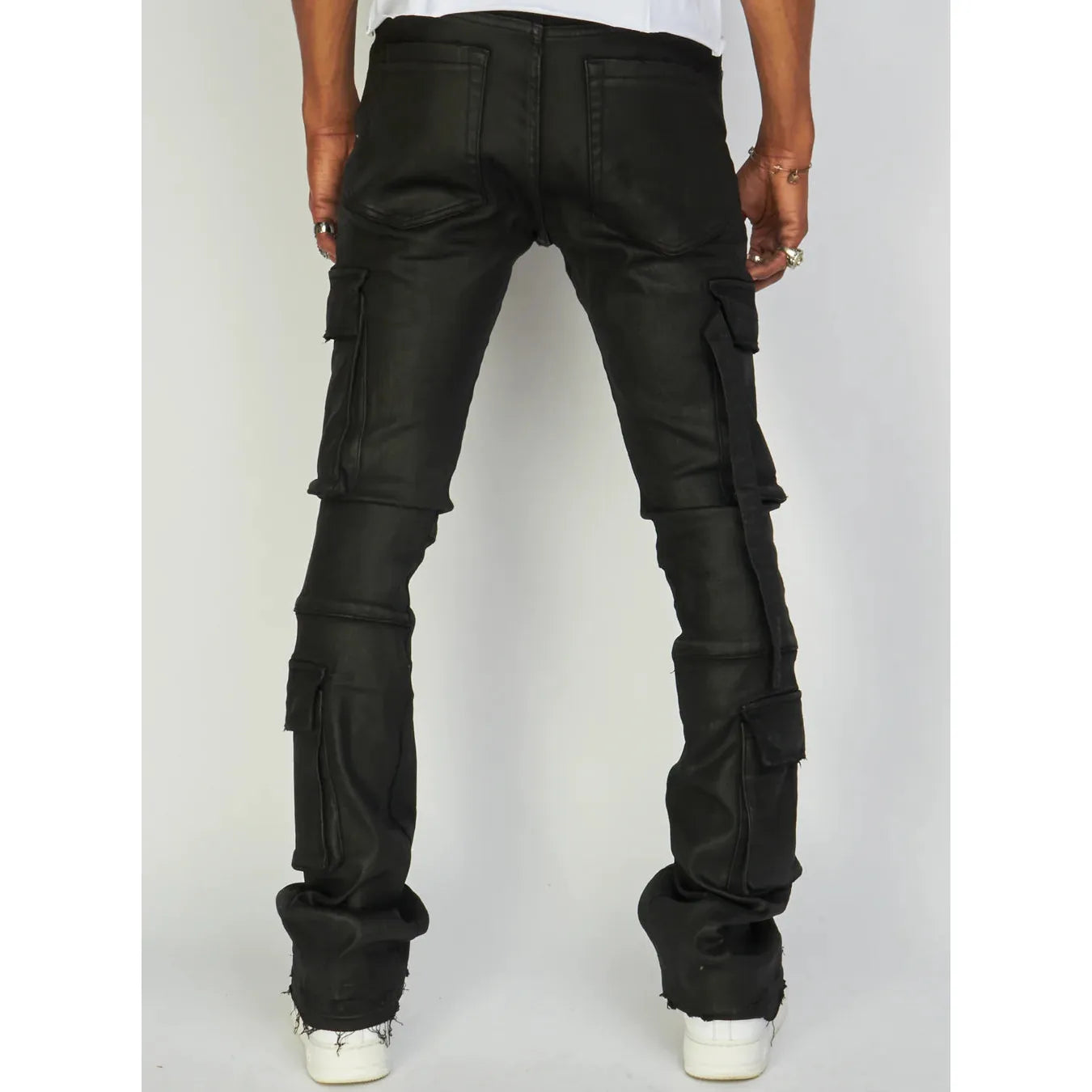 PLTKS Stacked Cargo Flare Black Wax Jeans (Otto506)