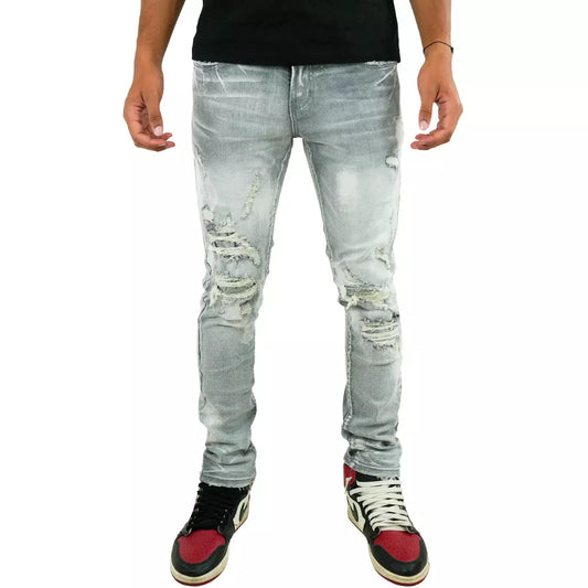 PREME Grey Ripped Denim Jeans (PR-WB-1213)