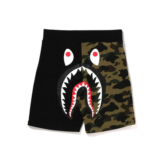 BAPE 1st Camo Back Shark Sweat Shorts - Black/Green (SS22)