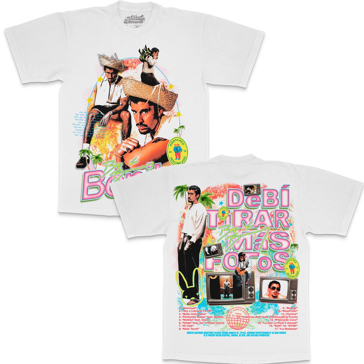 Vintage demand Benito white tee shirt with oversized fit and dropped shoulder design
