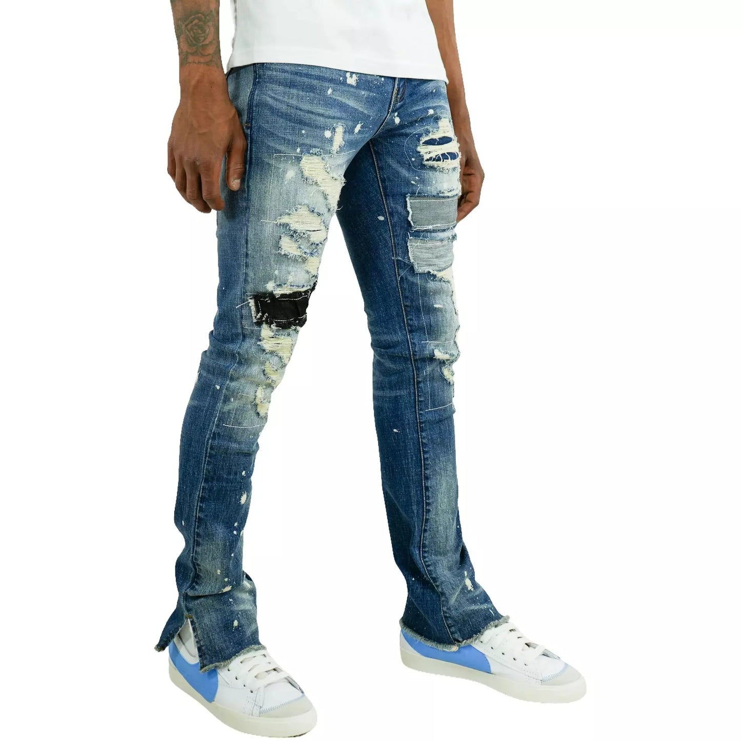 PREME Dark Indigo Wash Ripped Denim Jeans (PR-WB-1193)
