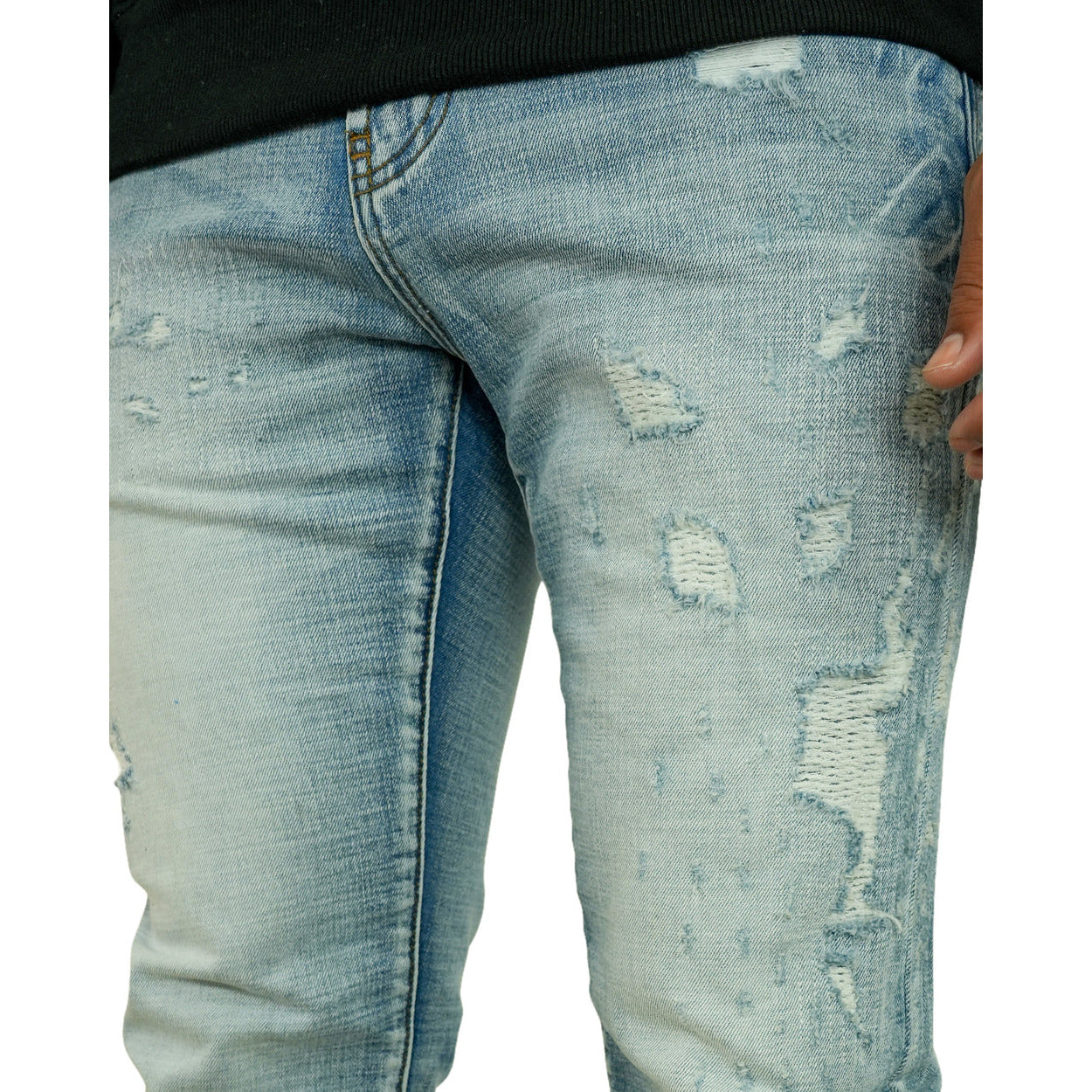 PREME Blue Indigo Ripped Jeans (PR-WB-1212)