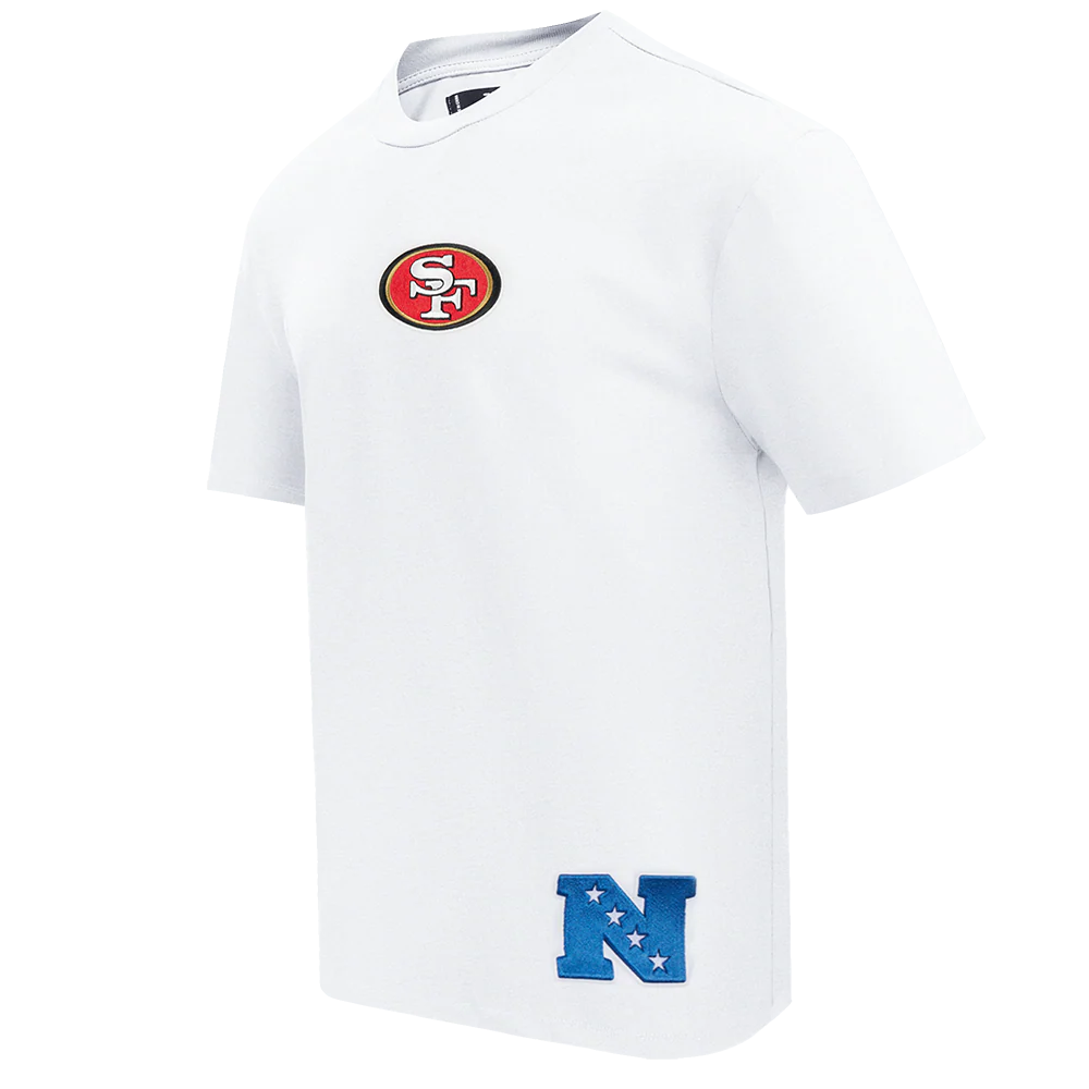 Pro Standard white cotton jersey tee with 49ers Wingspan design and relaxed drop shoulder fit