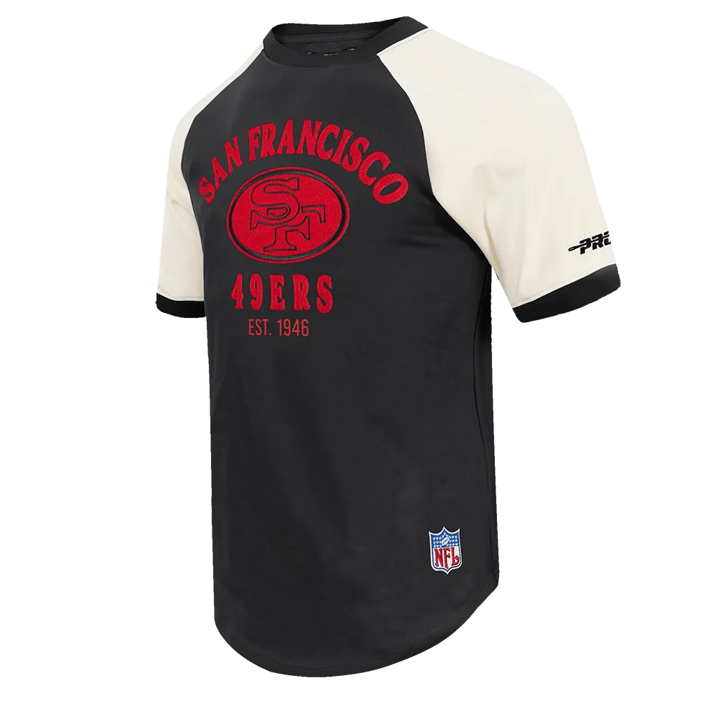 Pro Standard San Francisco 49ers First Team Knit SS Raglan Tee - Eggshell/Black (FS41411793-EBK)