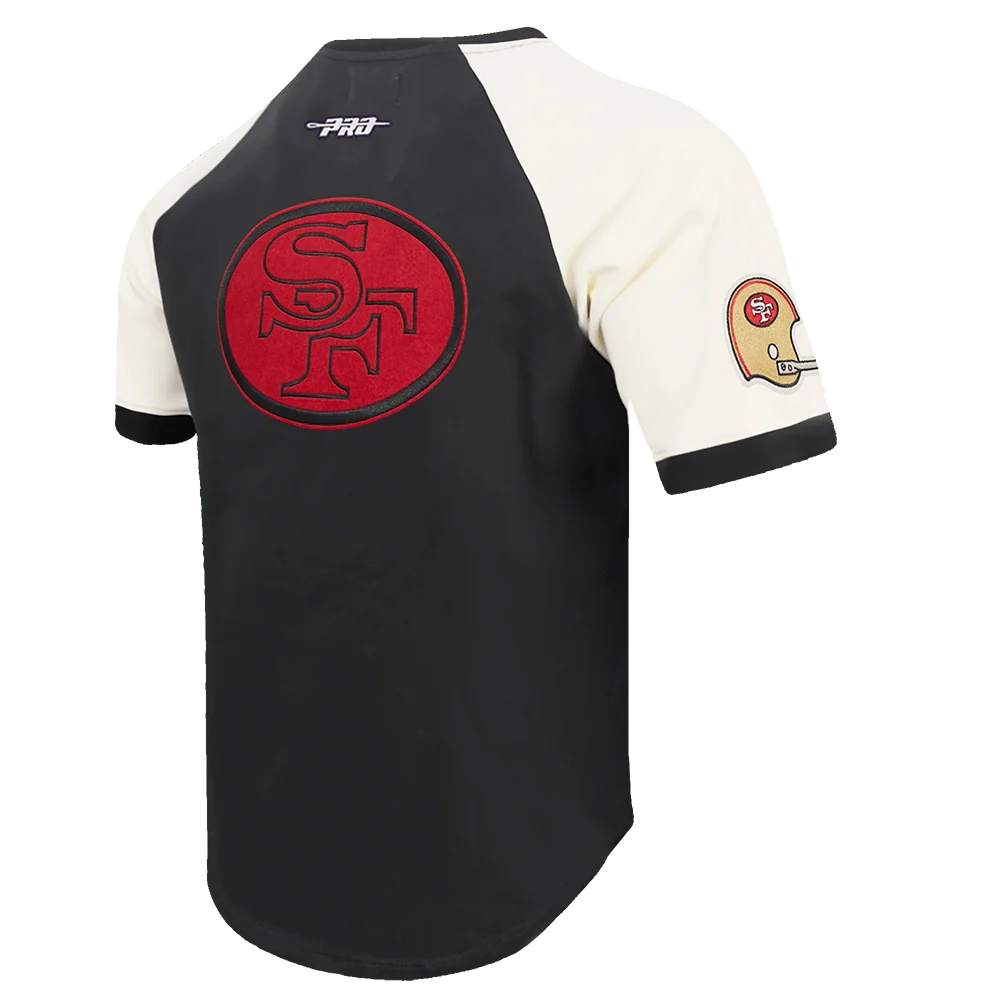 Pro Standard San Francisco 49ers First Team Knit SS Raglan Tee - Eggshell/Black (FS41411793-EBK)