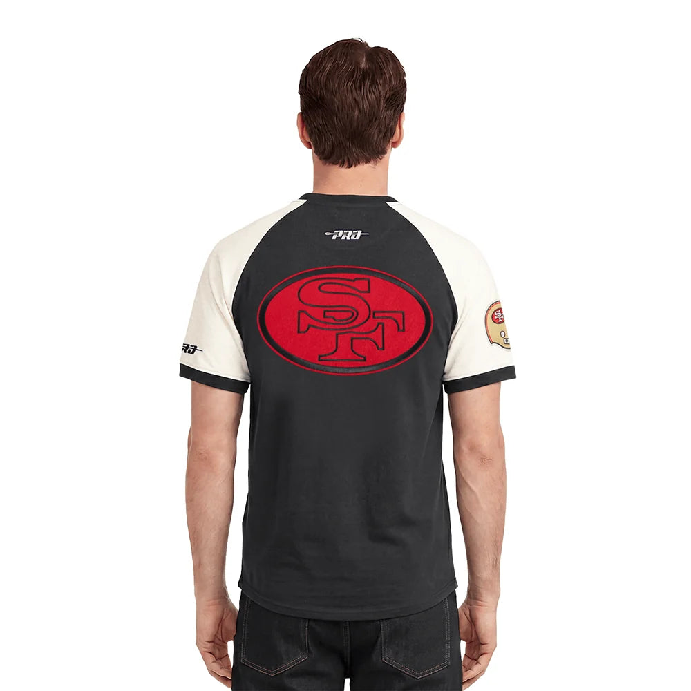 Pro Standard San Francisco 49ers First Team Knit SS Raglan Tee - Eggshell/Black (FS41411793-EBK)