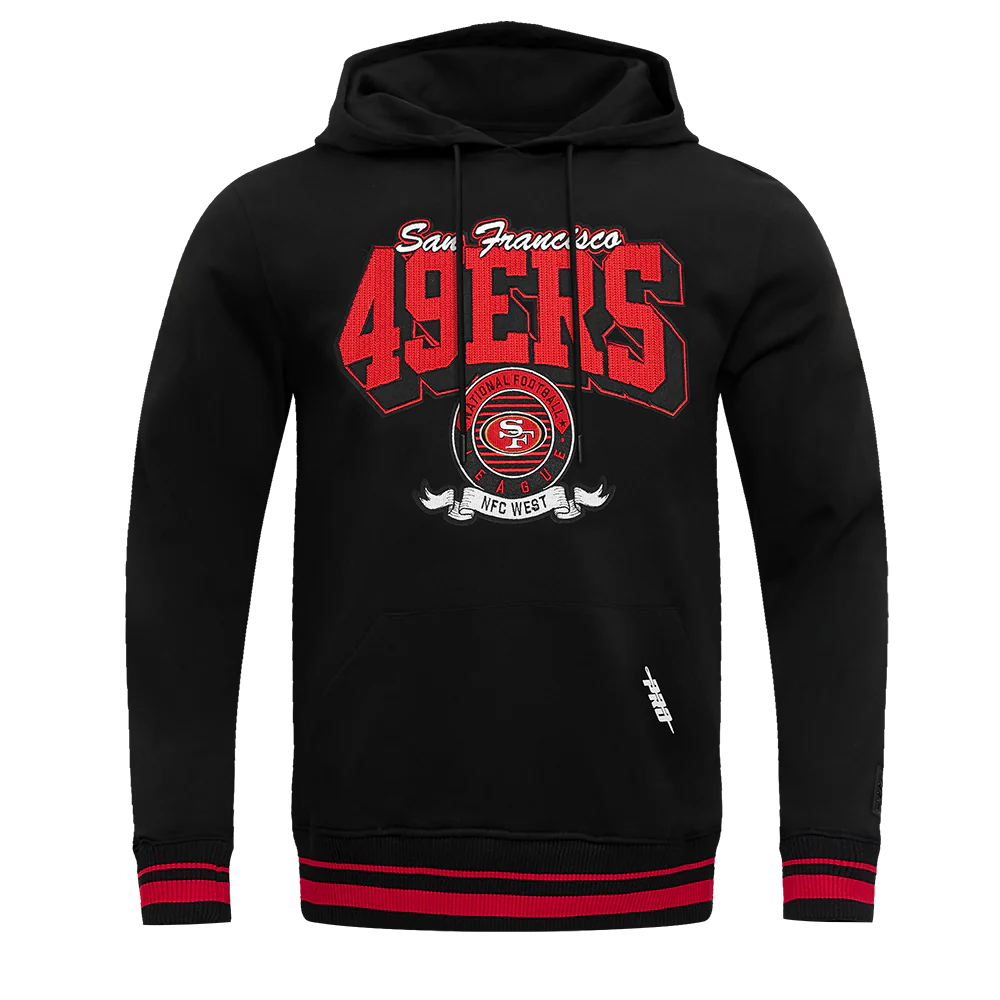 Pro Standard San Francisco 49ers team badge pullover hoodie in black and red fabric