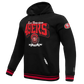 Front view of the black and red Pro Standard San Francisco 49ers hoodie with ribbed cuffs and hem