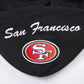 Side profile showcasing the relaxed fit and bold team colors of the 49ers hoodie