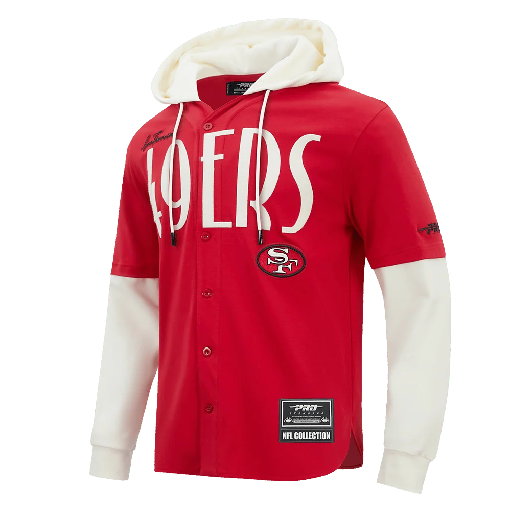 Pro Standard San Francisco 49ers Original Players Button Down Hoodie - Red/Eggshell (FS45411789-RDE)