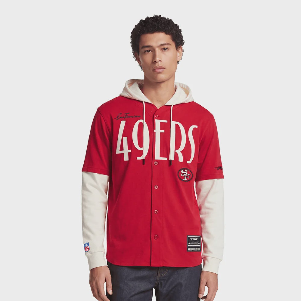 Pro Standard San Francisco 49ers Original Players Button Down Hoodie - Red/Eggshell (FS45411789-RDE)