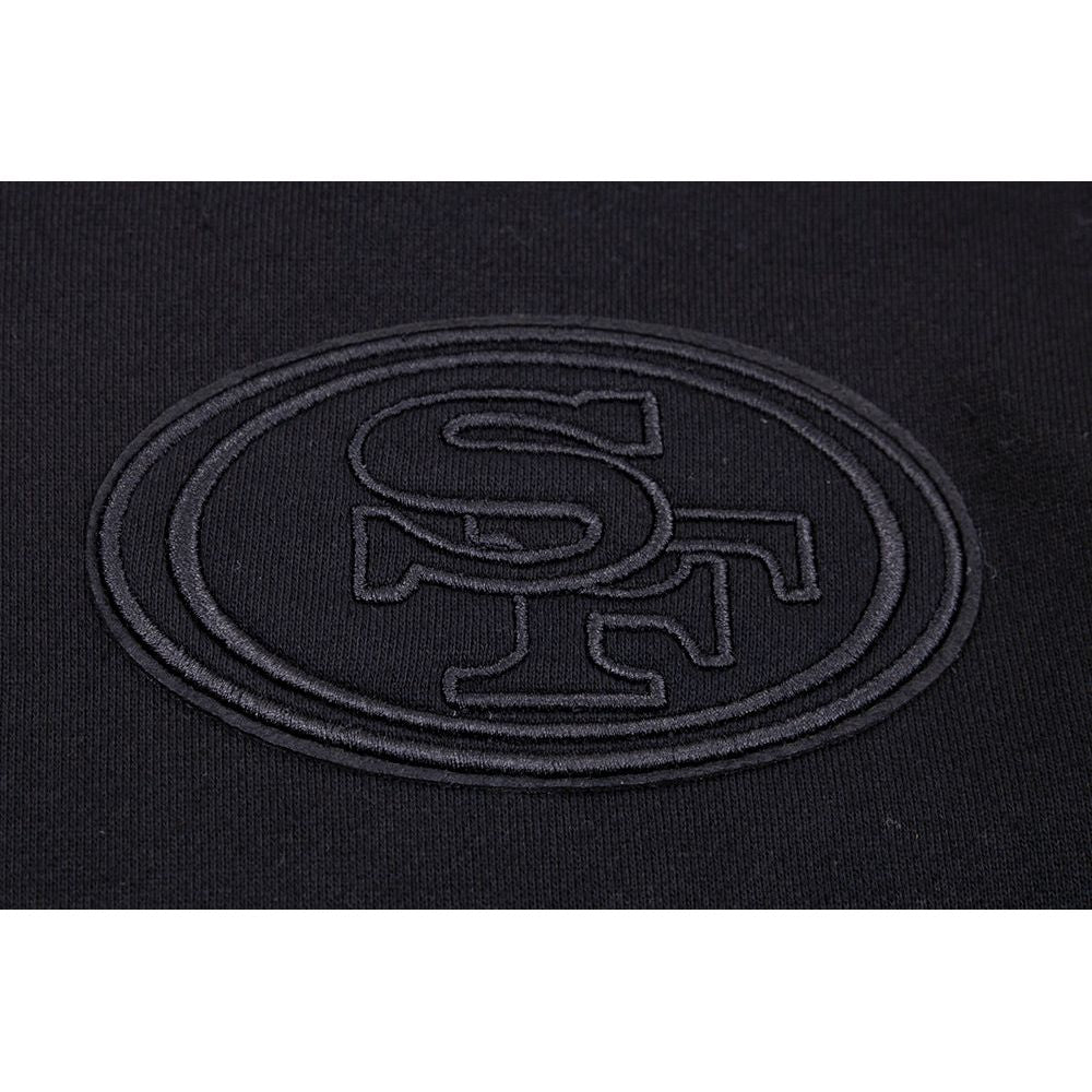 Back view of the black Pro Standard hoodie with subtle San Francisco 49ers branding and comfortable fit