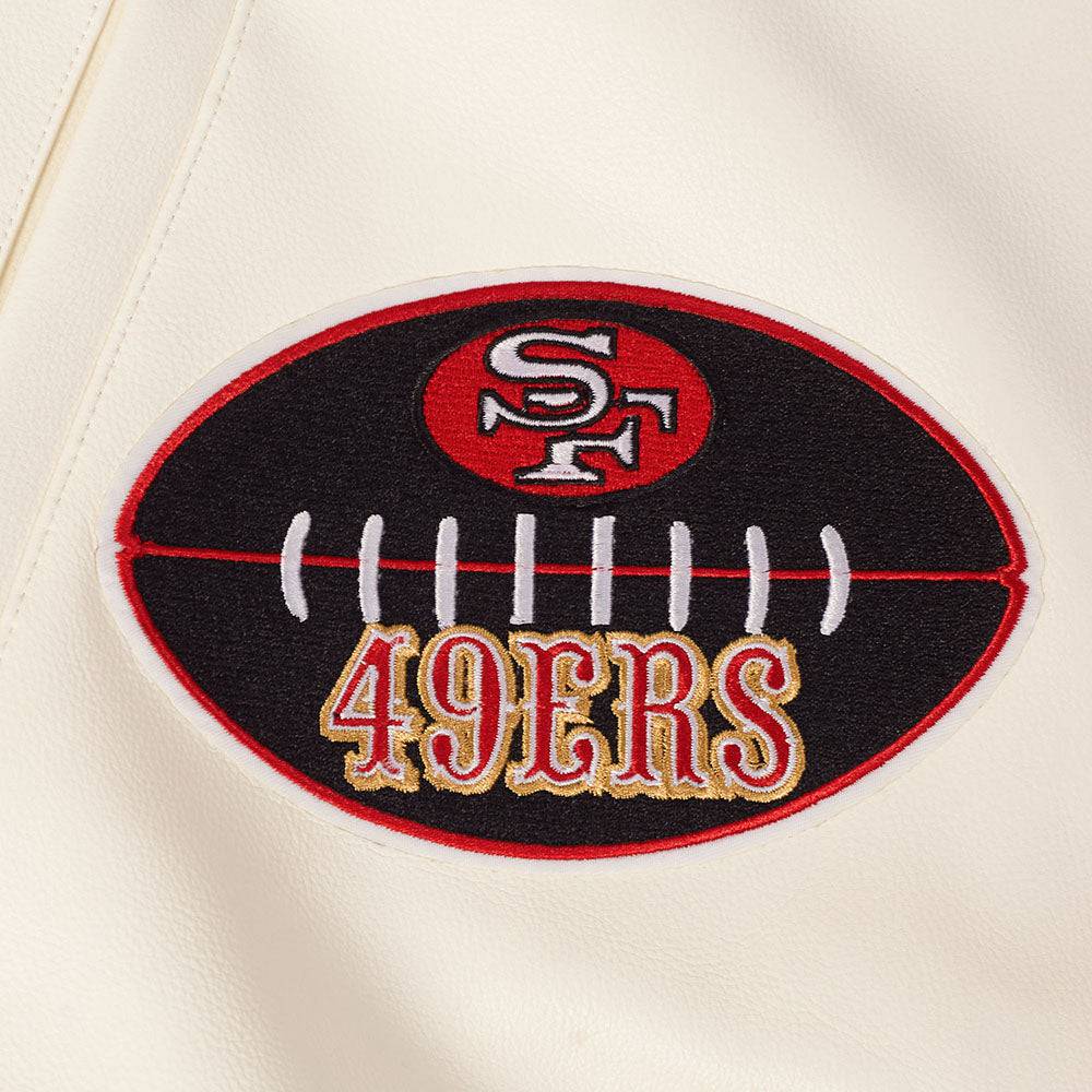 Pro Standard San Francisco 49ers Best Of Leather Varsity Jacket - Eggwhite (FS46410970-EGG)