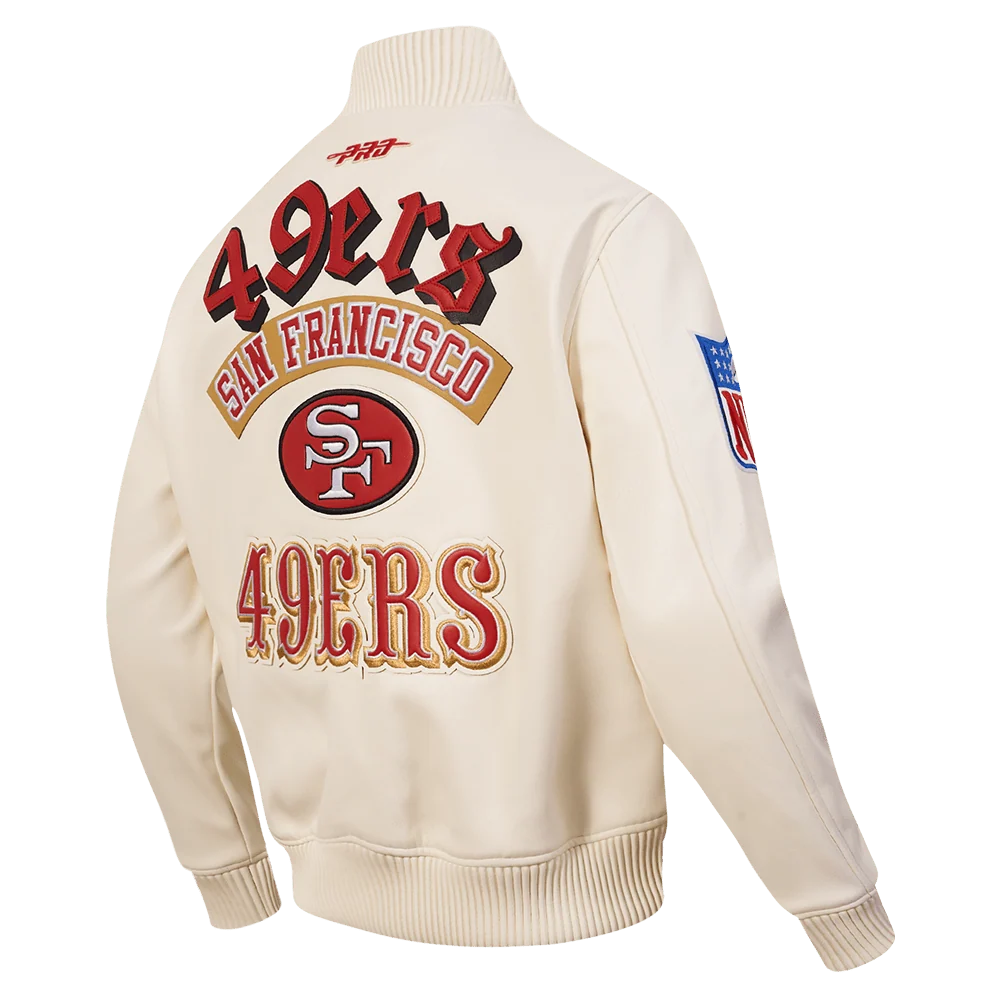 Pro Standard San Francisco 49ers Best Of Leather Varsity Jacket - Eggwhite (FS46410970-EGG)