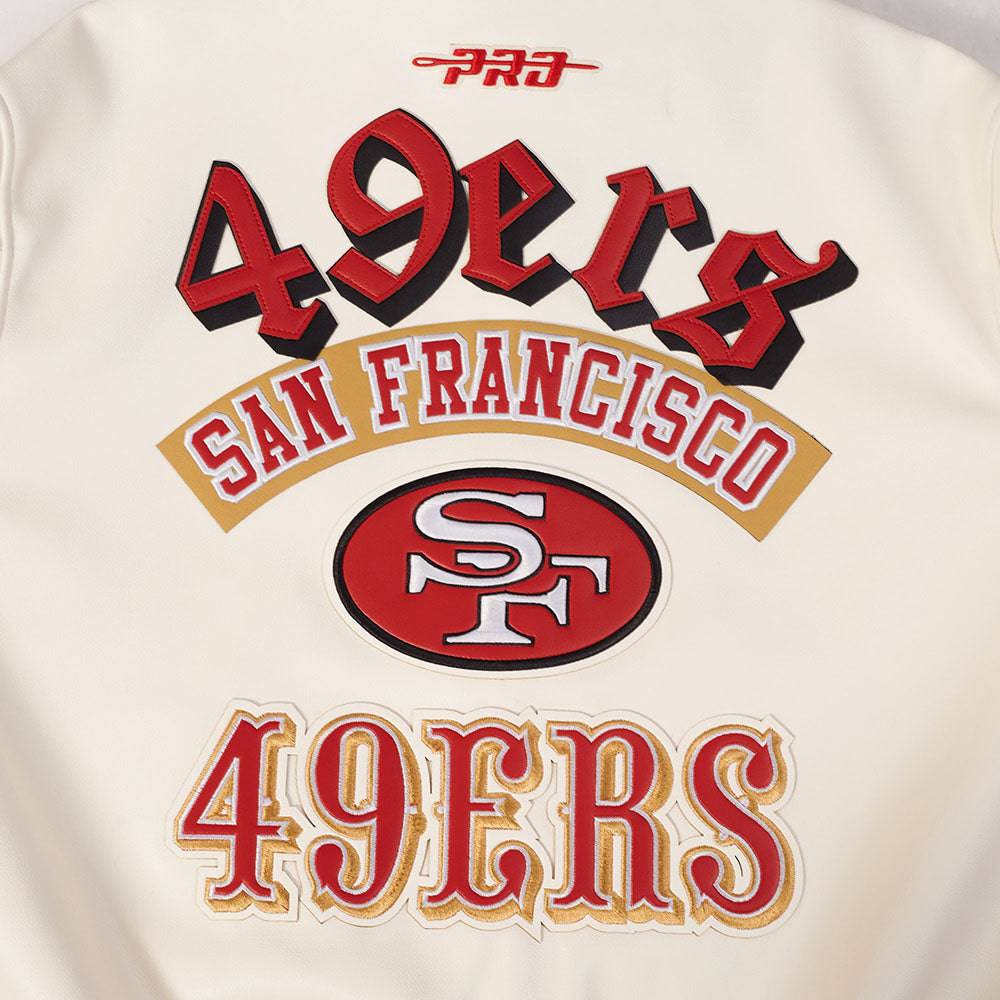 Pro Standard San Francisco 49ers Best Of Leather Varsity Jacket - Eggwhite (FS46410970-EGG)