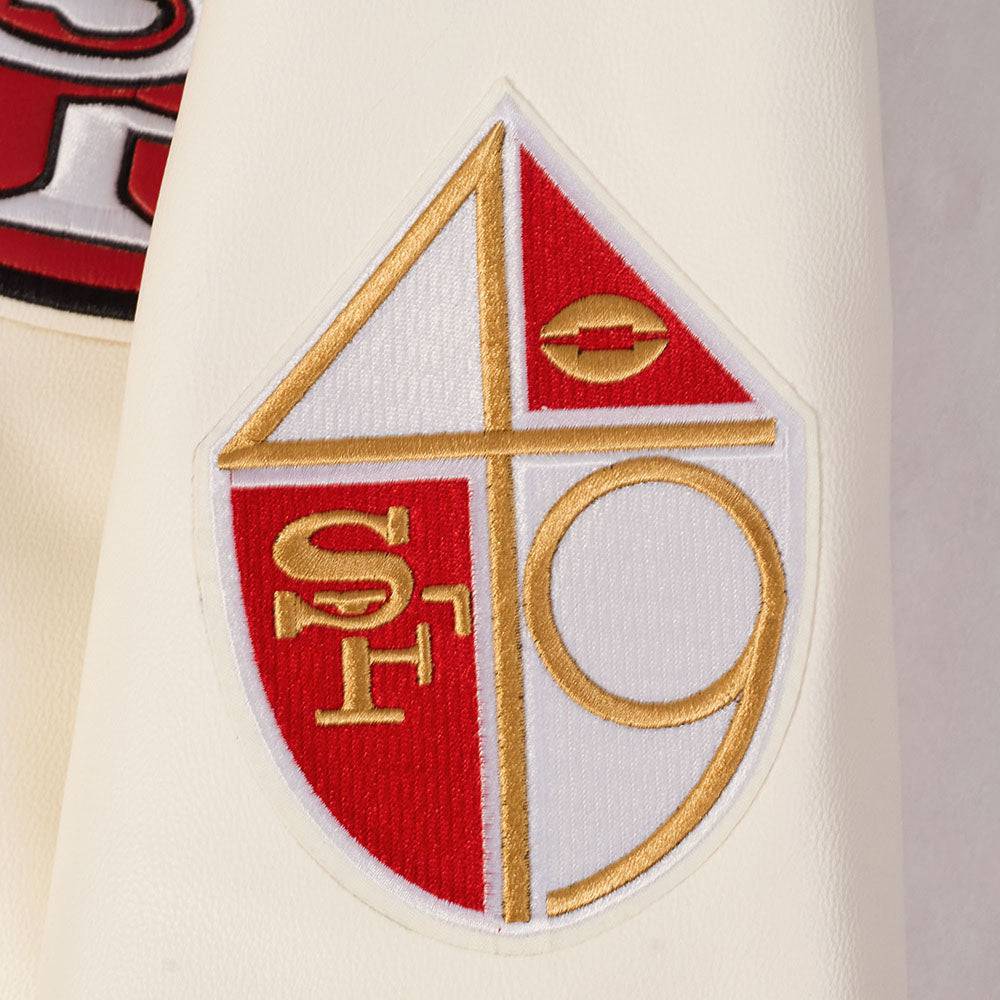 Pro Standard San Francisco 49ers Best Of Leather Varsity Jacket - Eggwhite (FS46410970-EGG)