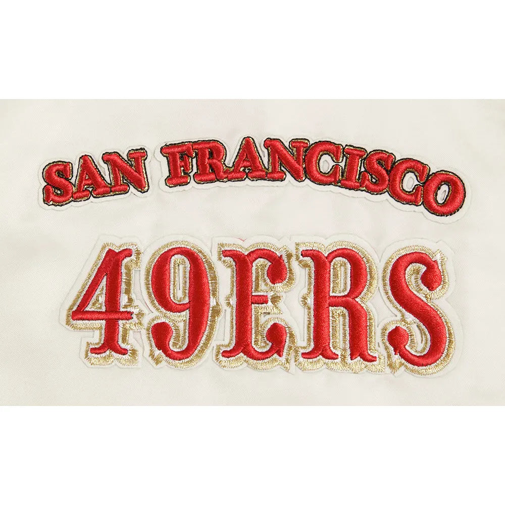 Pro Standard San Francisco 49ers Retro Classic Rib Satin Jacket - Eggshell/Red (FS4643597-ERD)
