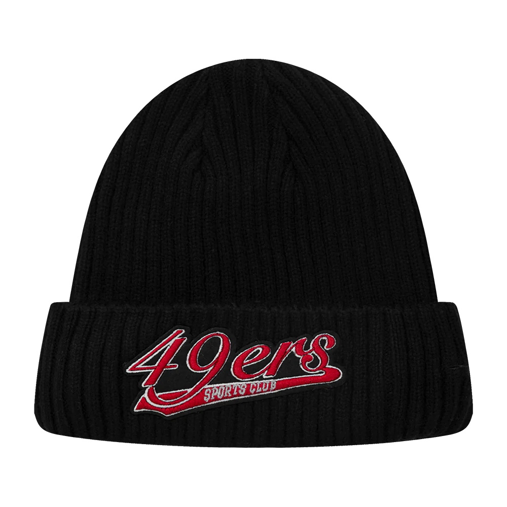 San Francisco 49ers Script Beanie in black with Pro Standard logo