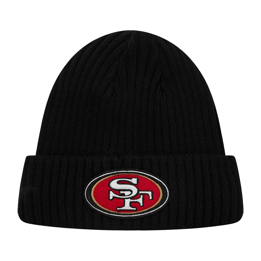 Black San Francisco 49ers Script Beanie by Pro Standard, stylish and warm