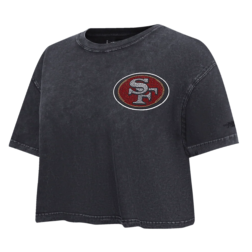 Pro Standard San Francisco 49ers Washed Jewels Women's Boxy Tee - Washed Black (FS4A411550-WBK)