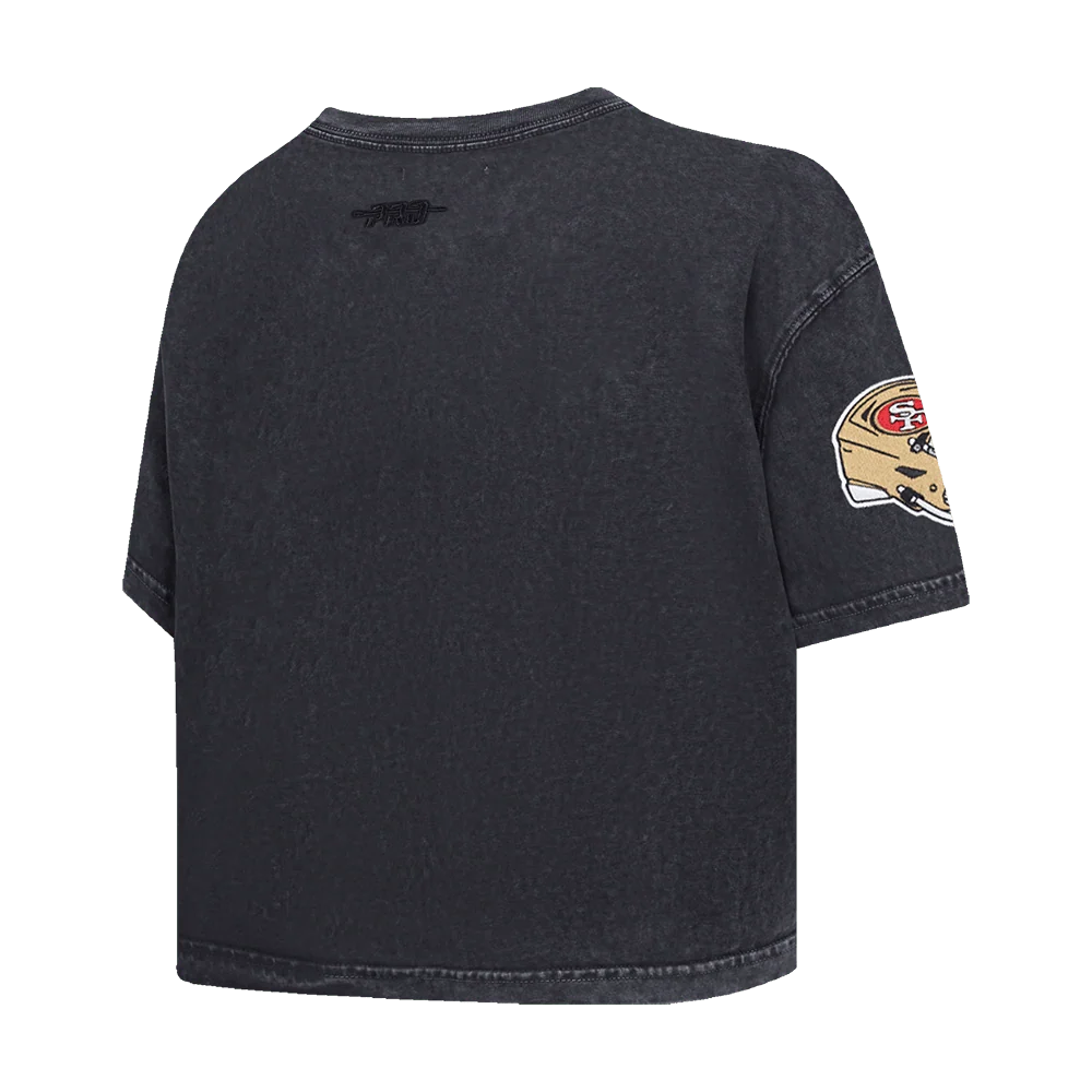 Pro Standard San Francisco 49ers Washed Jewels Women's Boxy Tee - Washed Black (FS4A411550-WBK)