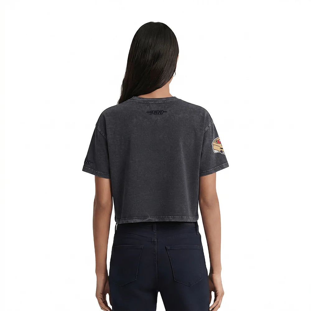 Pro Standard San Francisco 49ers Washed Jewels Women's Boxy Tee - Washed Black (FS4A411550-WBK)