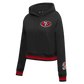 Women's cropped hoodie in black and red with San Francisco 49ers mashup design by Pro Standard