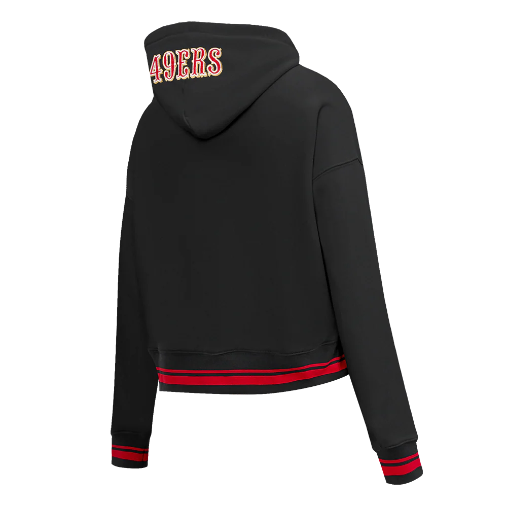 Pro Standard San Francisco 49ers black and red cropped hoodie showcasing team branding for women