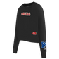Front of the black Wingspan Women's Crewneck highlighting the San Francisco 49ers logo centered on the chest